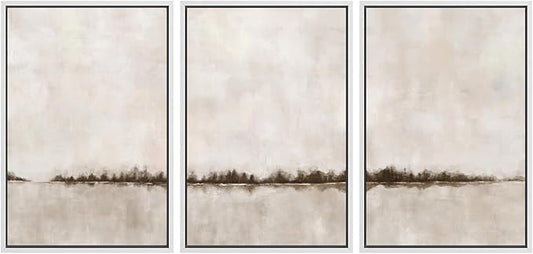 SIGNWIN Framed Canvas Print Wall Art Set Brown Tan Pastel Watercolor Grunge Landscape Abstract Shapes Illustrations Decorative Relax/Calm Zen for Living Room, Bedroom, Office - 16"x24"x3 White