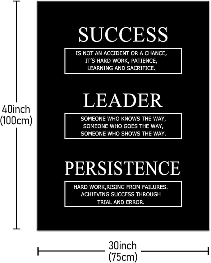 Large Motivational Canvas Wall Art Inspirational Office Wall Decor Success Quotes Persistence Artwork Positive Picture for Classroom Meeting Room Wooden Framed Wall Decor [30''Wx 40''H]