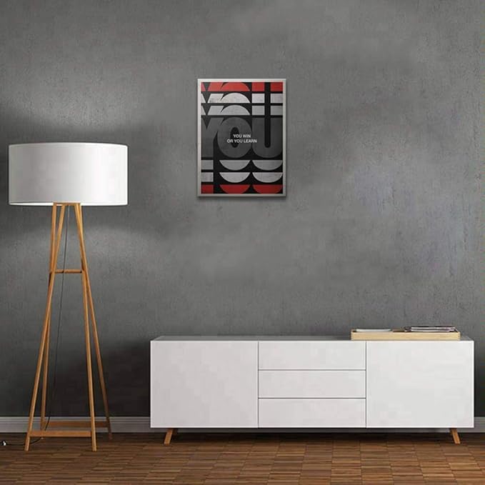 Yatsen Bridge Office Wall Art You Win or You Learn Inspirational Picture Motivational Quote Painting for Living Room 1 Panel Canvas Artwork Modern House Decorations Ready to Hang - 18x24 inches