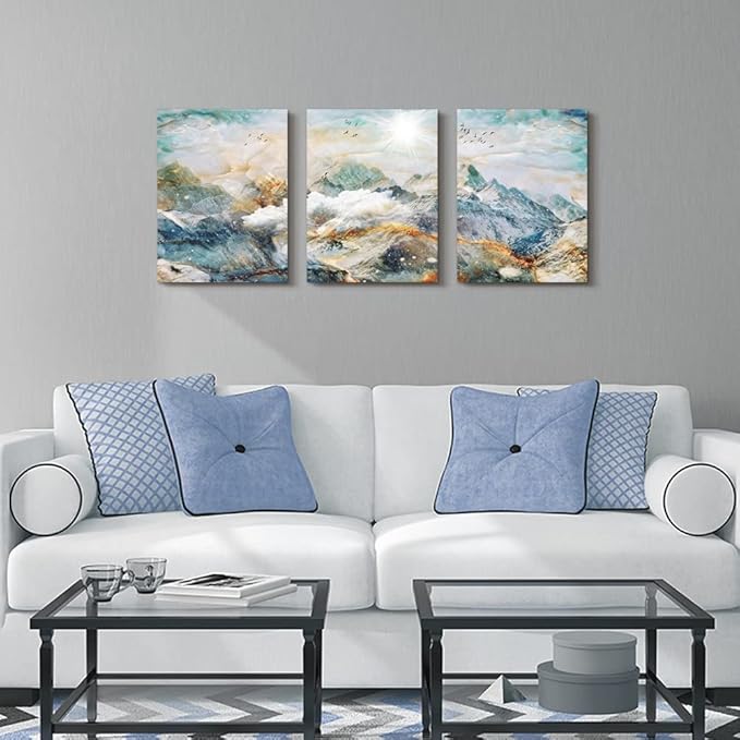DZRWUBHS Abstract Wall Art For Living Room Bedroom Wall Decor Abstract Mountain Landscape Painting Canvas Art Prints Room Decor Pictures Artwork Office Wall Decorations Farmhouse Home Decor 3 Piece