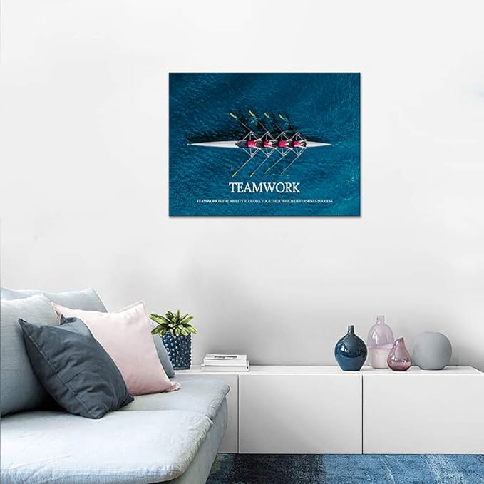 Inspirational Canvas Wall Art Inspiration Motivation Painting Motivational Quotes Modern Success Teamwork Posters Prints Artwork Living Room Home Office Decorations Framed Ready to Hang (24”Hx18”W)