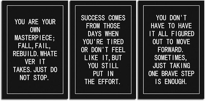 3 Panels Motivational Canvas Wall Art Inspirational Entrepreneur Quotes Just Taking One Brave Step Is Enough Poster Print Artwork Painting Picture Home Wall Decor Office Framed [72''Wx 36''H]