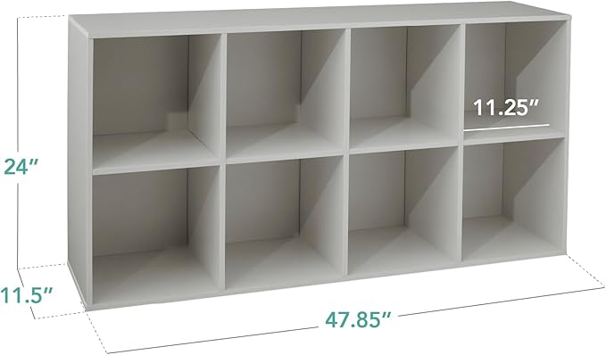 Best Choice Products Kids Bookcase 8-Cube Storage Organizer, 11in Shelf Opening, Bookshelf, Toy Storage, Customizable w/ 3 Removable Back Panels – Gray