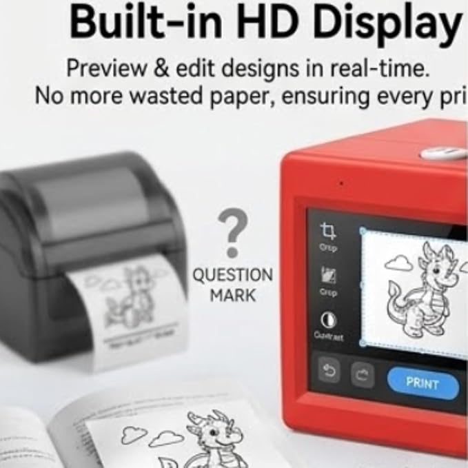 Sticker Box Printer - AI Sticker Printer with Voice Control & Screen, Portable Mini Thermal Printer Inkless Sticker Maker Machine for DIY Journaling Study Notes for Home, Office Study DIY