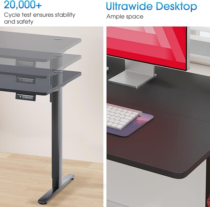 PayLessHere Electric Standing Desk 40x24 Inch Height Adjustable Desk Large Space Office Computer Desk with Headphone Holder 2 Memory Function for Home Office,Black