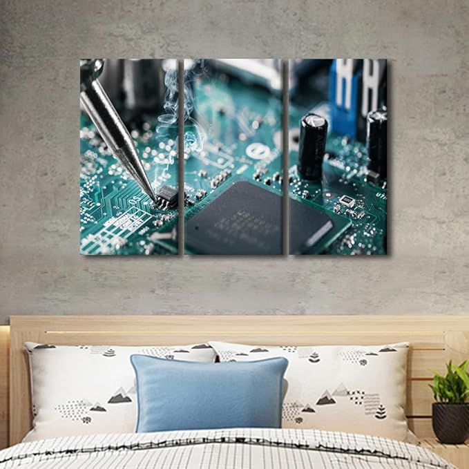 TUMOVO Cutting Machine Wall Art Office Room Wall Decor Modern Wall Artwork Canvas Frame Art Prints 3 Pieces Wall Art Canvas Art Poster Boys Room Decor Home Decorations for Living Room, 42x28 Inch