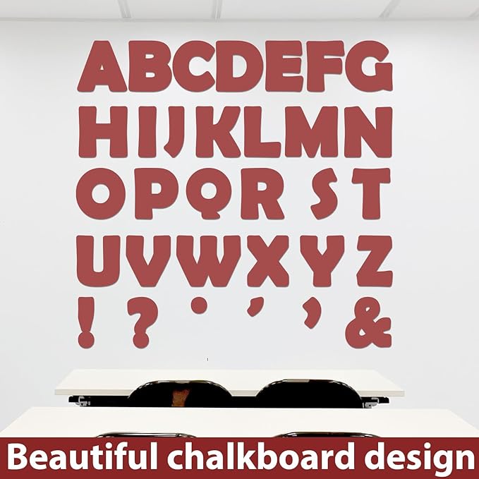 Qyeahkj 150 PCS Large 7" Font Letters and Punctuation Set, Dark Red Classroom Alphabet Cutout for Bulletin Board Display Home School Decoration, A Great Helper to Inspire Students' Learning Interest
