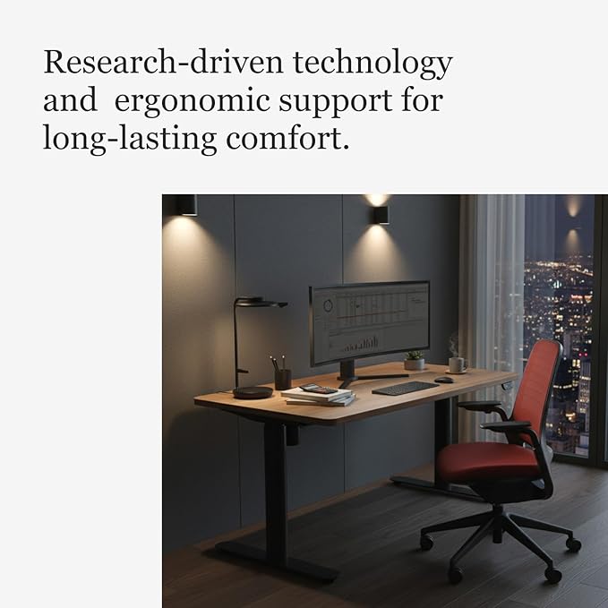 Steelcase Series 1 Office Chair - Ergonomic Work Chair with Wheels for Carpet - Helps Support Productivity - Weight-Activated Controls, Back & Arm Support - Easy Assembly - Scarlet