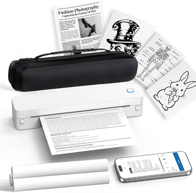 CHIVALZ Portable Label Maker, D830 Wireless Bluetooth Thermal Printer Kit with 3 Paper Rolls & Travel Case, Inkless for Home Office School Travel, 203DPI High Resolution, 1500mAh Rechargeable Battery