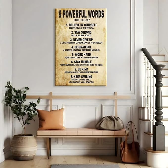 The Man in the Arena Motivational Framed Canvas Wall Art Inspirational Prints Wall Decor for Office Home Gym Bedroom Man Cave Made in USA