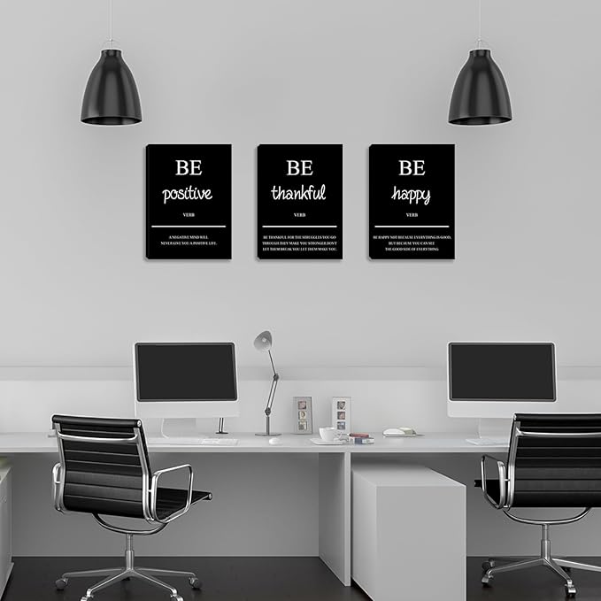 Azrosap Motivational Wall Art 3 Piece Positive Print Pictures Canvas Art for Home Office Wall Decor Poster Artwork Painting Home Decorations for Women Men Room Bedroom Living Room (72”Wx36”H)
