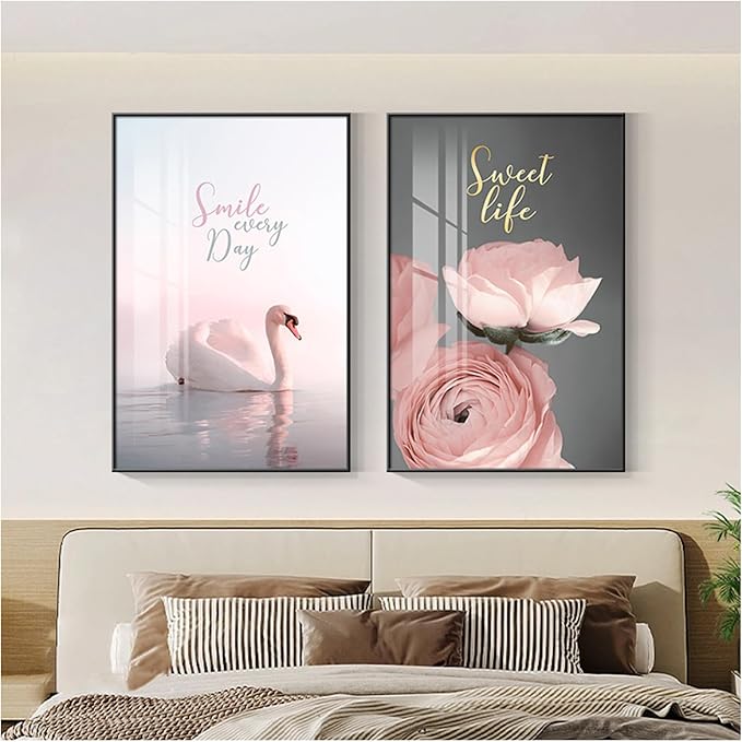Wall Art for Office Framed Decorative Oil Painting Set Posters for Room Decorative Modern Artwork Ready to Hang 2 Pieces,C,15.7 * 11.8in