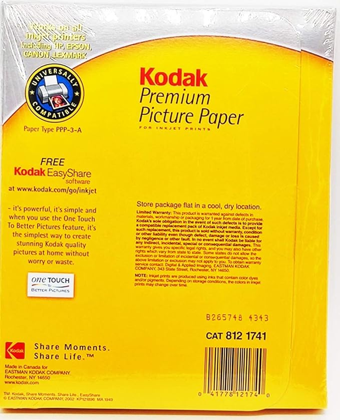 Kodak Premium Picture Paper for Inkjet Printers, 150 Sheets
