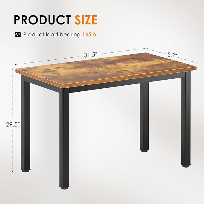 SogesHome 31.5inches Computer Desk PC Desk Office Desk Workstation for Home Office Use Writing Table, Vintage Brown(31.5''Lx15.75''W)