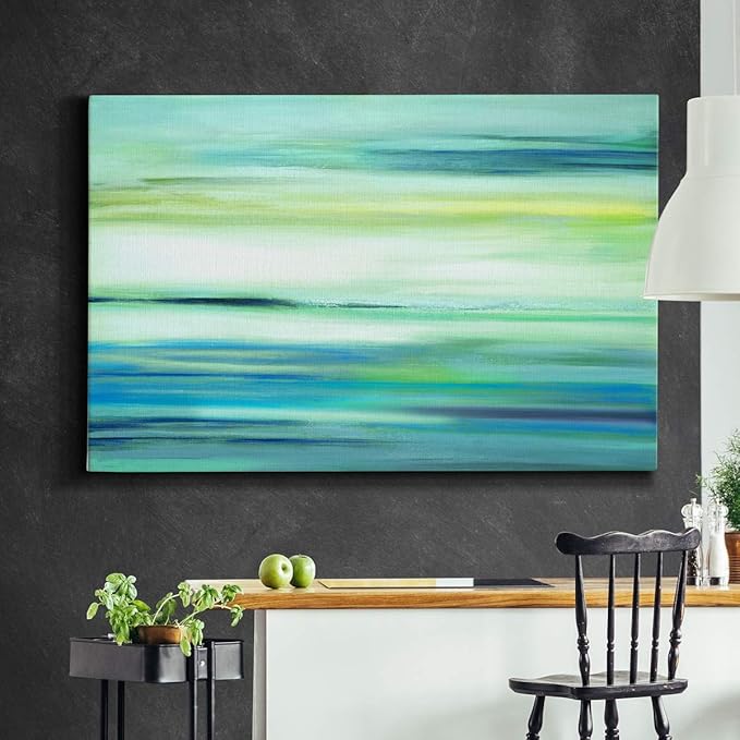 Landscape Wall Art Premium Gallery Wrapped Canvas Abstract Ocean Forest Modern Artwork Decoration for Living Room Kitchen Bathroom Office, Ready to Hang