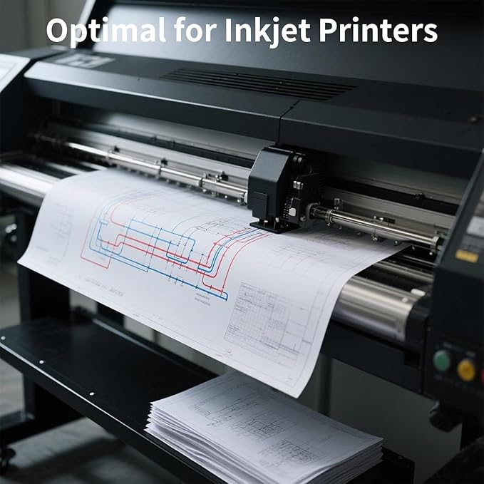 FungLam Plotter Paper 36 x 150-4 Rolls Wide Format Paper 36 In x 150 Ft, 20lb CAD Bond Rolls on 2" Core for CAD Printing on Wide Format Ink Jet Printers