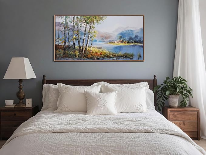 Arjun Framed Forest Picture for Living Room, Wall Art for Bedroom Nature Painting Wall Decor, Office ArtworkHome Dining Room Large 48"x24"
