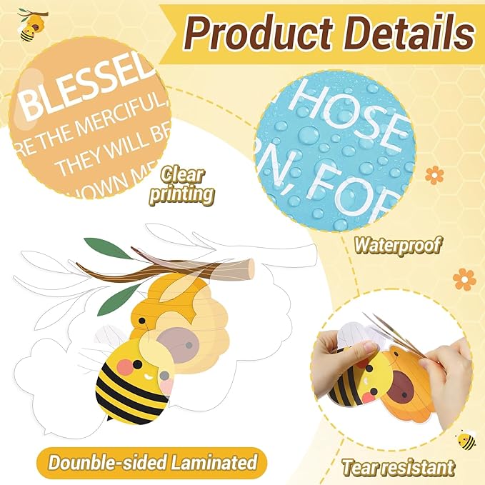 Christian Bulletin Board Decoration The Beatitudes Matthew 5:3-12 Classroom Decoration Motivational Bible Verse Poster Paper Cutouts for Back to School Sunday School Church Parish Decor（Groovy）