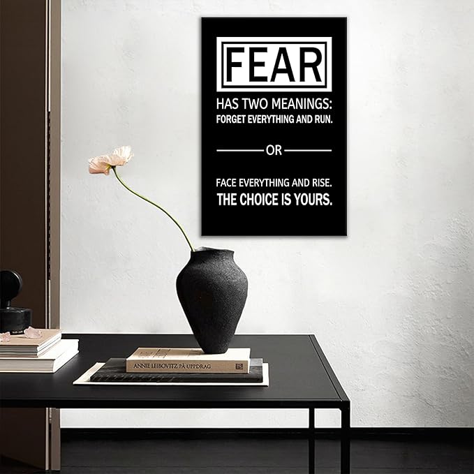 Inspirational Canvas Wall Art Office Decor Fear Has Two Meanings Motivational Painting Entrepreneur Quotes Poster Prints Artwork for Modern Home Bedroom Wall Decoration Ready to Hang [12''Wx 18''H]