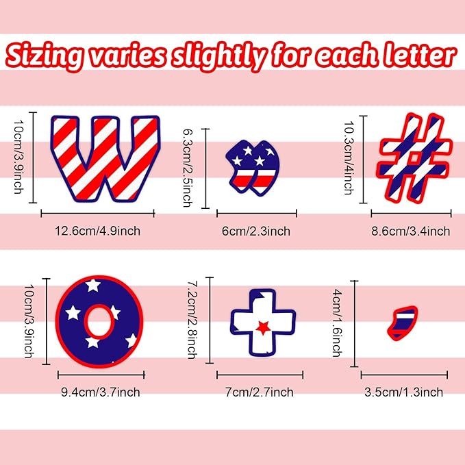 260 Pcs 4th of July Bulletin Board Letters for Classroom 4” Letters Combo Pack Set Patriotic Classroom Decorations American Flag 4th of July Alphabet Numbers Symbols Letters for Classroom Decor