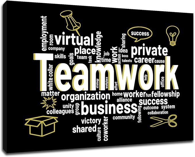 Inspirational Poster Wall Art Motivational School Decor Teamwork Entrepreneur Quotes Print on Canvas Inspiring Picture Painting Artwork for Living Room Gym Office Classroom Ready to Hang [36''Wx24''H]