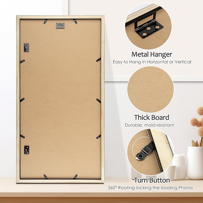 Golden State Art 12x24 Dark Brown Wood Picture Frame - White Mat for 8x10 and 5x7 Photos - Real Glass, Sawtooth Hanger, Swivel Tabs - Wall Mounting - Great for Posters, Weddings, and Engagements