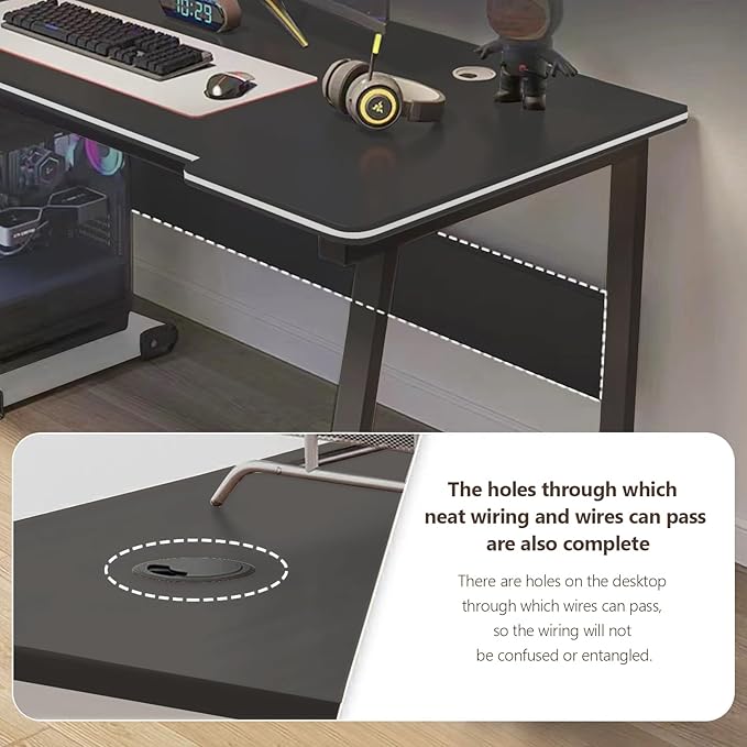 Gaming Desk Computer Writing Table Student Art Modren Simple Style PC Wood Suitable for Home, Office