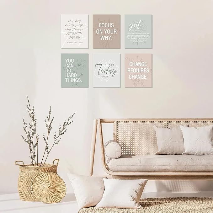 CHDITB Motivational Quotes Frame Canvas Wall Art, Inspirational Wall Decor, Set Of 6 Positive Affirmation Posters For Women, Uplifting Artwork Encourage Art Prints For Home Office Living Room-8”x10”