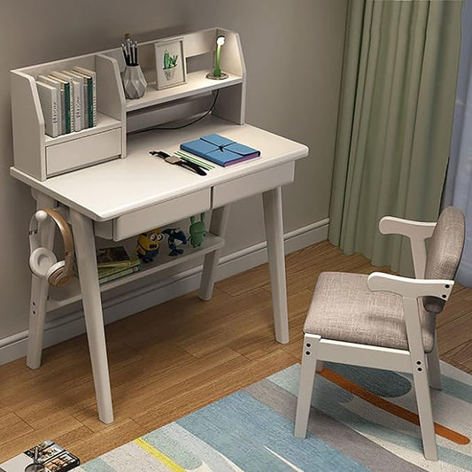 Computer Desk for Small Spaces,Home Office Writing Desk Compact Office Table with Drawer and Bottom Shelve,Simple Study Desk PC Laptop Workstation Space Saving(80x45x75cm(31x18x29inch), White)