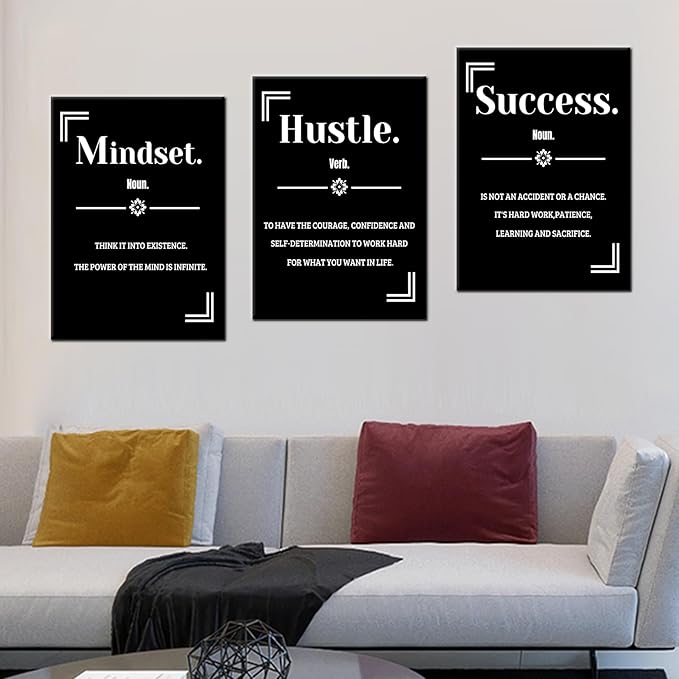 Inspirational Poster Wall Art for Office Success Motivational Quotes Printed on Canvas Inspiring Painting Artwork for Modern Home Living Room Workplace Wall Picture Ready to Hang [60''Wx28''H]