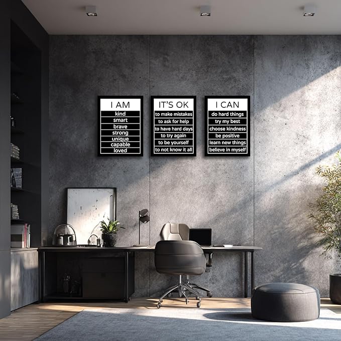 Halioyo Motivational Wall Art Decor Inspirational Canvas Wall Art Positive Affirmation Quotes Poster Decor for Bedroom Living Room Classroom Dorm Office, 20x28inchx3pcs
