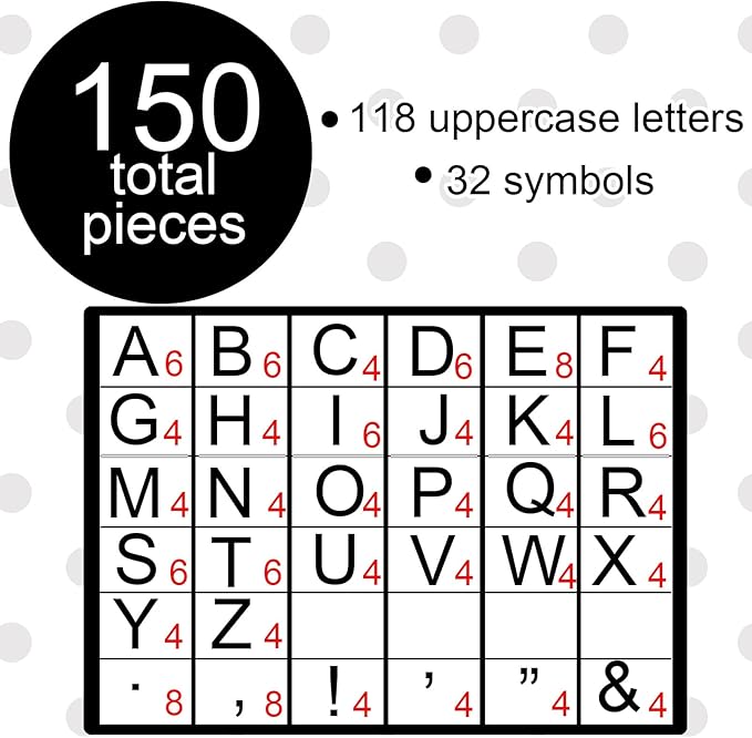 150 PCS Large 7" Bulletin Board Letters Set, Black and White Classroom Alphabet Cutout Letter for Bulletin Board Display Home School, A Great Helper to Inspire Students' Learning Interest