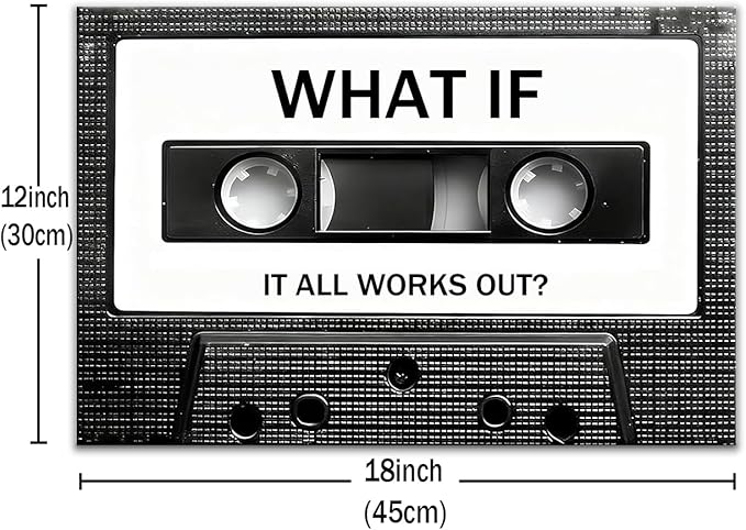 Inspirational Canvas Wall Art Home Decor Motivational Vintage Cassette Tape Poster Print Positive Quotes Picture Painting Artwork for Bedroom Gym Office Living Room Ready to Hang [12''Wx18''H]