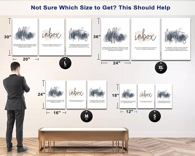 SHMAO Office Canvas Wall Art Motivational Wall Decor, 3 Piece Office Inbox Meeting Print Pictures for Office Wall Decor Women Inspirational Framed Artwork Home Office Decor 16”x24”x3 Panels