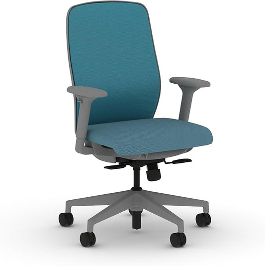 HON Nucleus Task Chair, Spectrum Mesh, Standard Synchro-Tilt Control, Office Chair with Lumbar Support, Height and Width Adjustable Arms, Titanium Frame, Sky