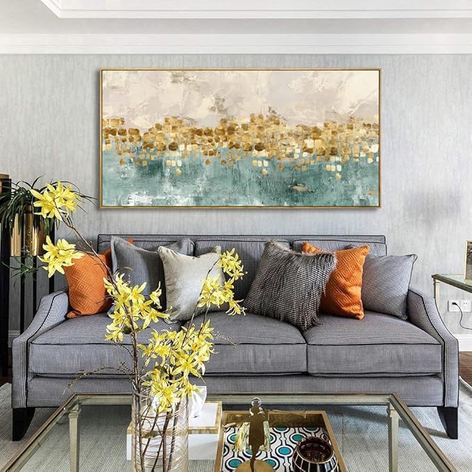 Abstract Wall Art Canvas Paintings Blue Yellow Fantasy Modern Large Framed Artwork Decor for Living Room Bedroom Office Painting Home Decor 30"x60"