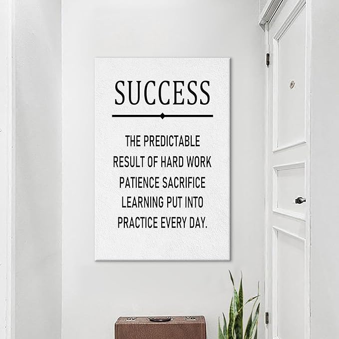 Inspirational Poster Wall Art Success Motivational Entrepreneur Quotes Print on Canvas Positive Motto Picture Painting Wall Decor for Modern Home Living Room Gym Stretched and Framed [24''Wx36''H]