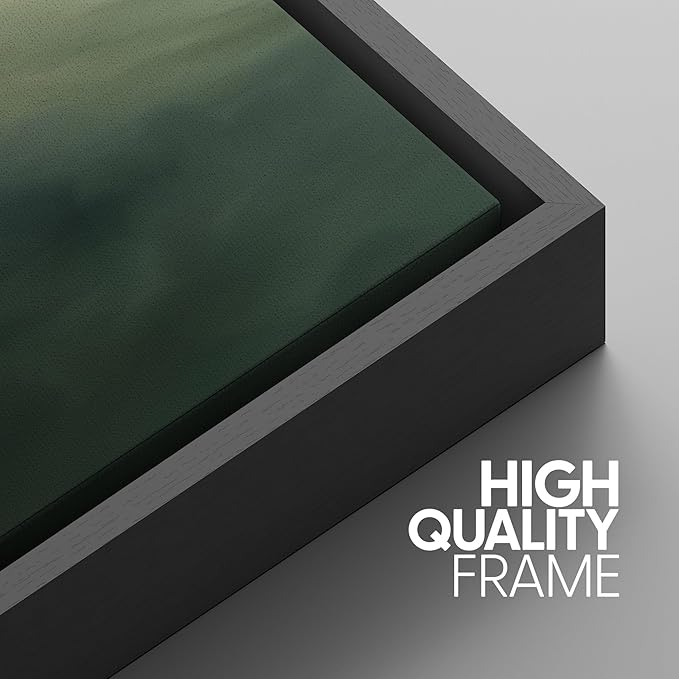 SIGNWIN Framed Canvas Print Wall Art Set Green Abstract Cloudy Landscape Illustrations Modern Art Decorative Boho Relax/Zen Nordic for Living Room, Bedroom, Office - 16"x24"x3 Black
