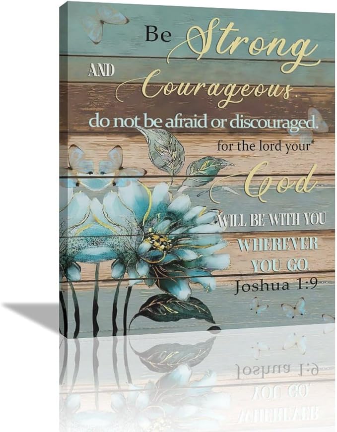 Christian Wall Art Bible Verse Floral Pictures Wall Decor Religious Scripture Flower Canvas Painting Modern Home Decoration Artwork for Bathroom Bedroom Living Room Office Framed 20"x24"