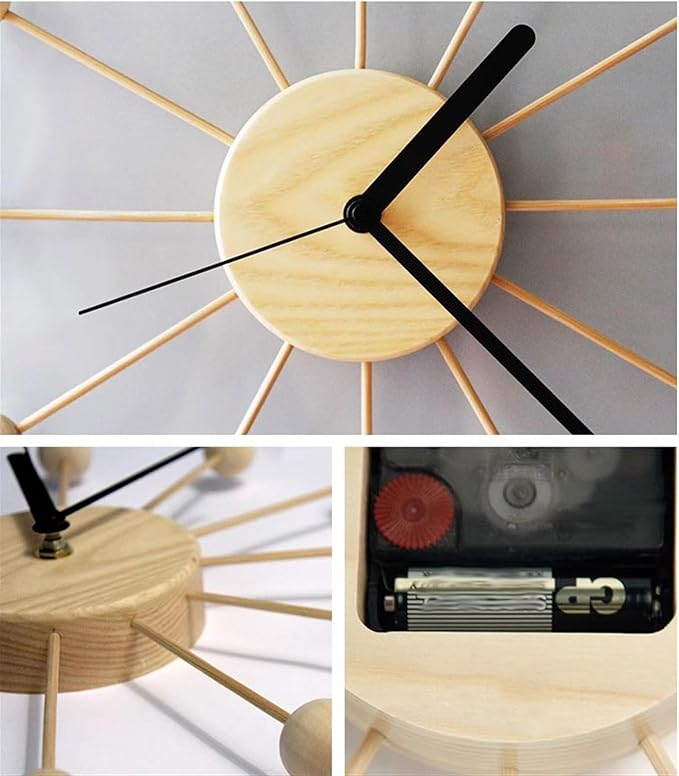 Wall Clock Planet Wall Clock Living Room Household Creative Mute Clock Wooden Modern Simple Wall Clock Office Design Feeling Decor Clock (Color : A) (B One Size)