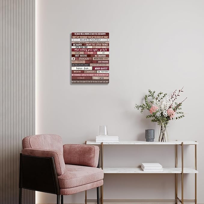 Inspirational Wall Art Framed Canvas 12 x 16 in (Cherry) - Motivational Positive Quotes Rustic Wall Arts Decor for Home Office Bathroom Bedroom Kitchen Classroom Gym