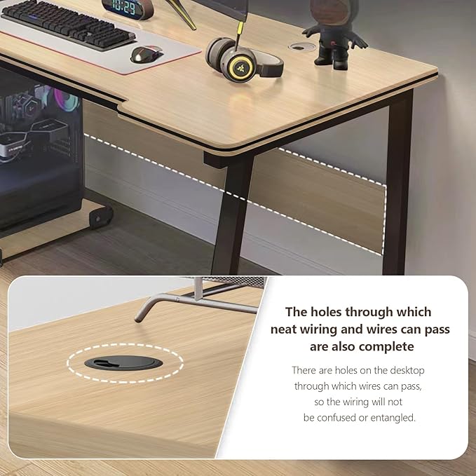 Gaming Desk Computer Writing Table Student Art Modren Simple Style PC Wood Suitable for Home, Office
