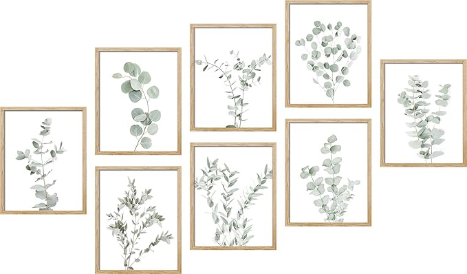 SIGNWIN Poster Wall Art Set of Pastel Watercolor Forest Plant Collage Nature Garden Nature Wilderness for Living Room, Bedroom, Office - 11"x14"x 8