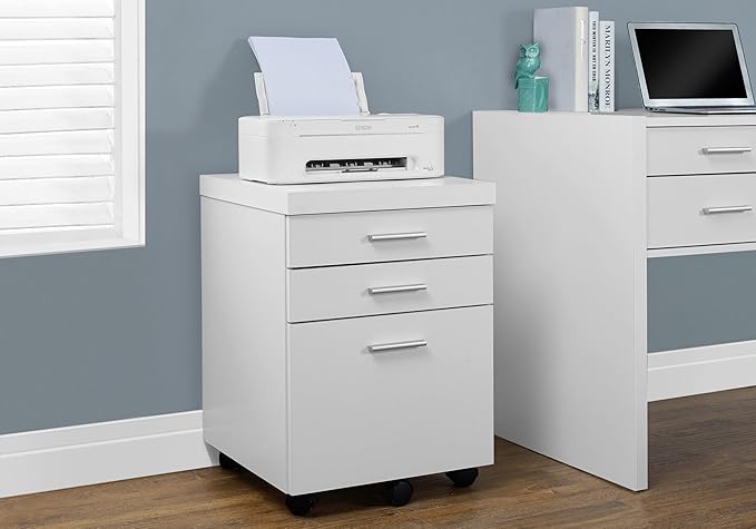 Atlin Designs 3 Drawer File Cabinet, 26" H x 18" W x 19" D, White Finish, Includes Castors, Compact Storage Organizer for Office, Under Desk or Home Use