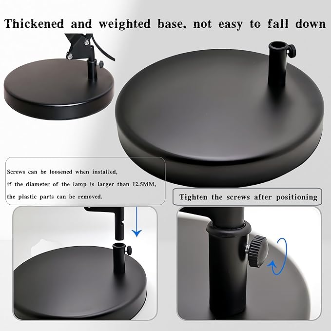 Desk Lamp Base: Round inches Mounting Stand for Desk Lamps,Magnifying Glass with Light,Mic Arm Desk Mount,Swing Arm Desk Lamp,for Home Office,Compatible for lk-1 cl-2 (Black)