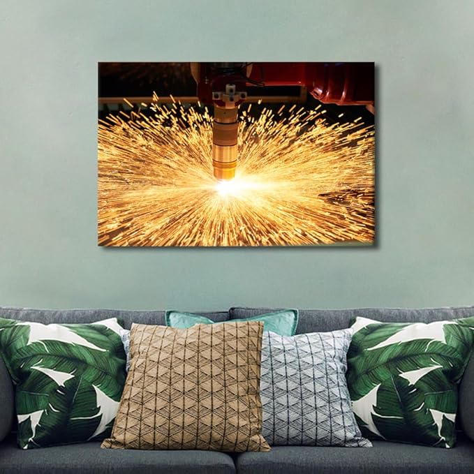 Framed Art Wall Decor Laser Cutting Metalworking Canvas Art Paintings Wall Decor Factory Canvas Prints Wall Art 1 Piece Wall Art Living Room Wall Art Modern Artwork Wall Hanging, 16" x24"