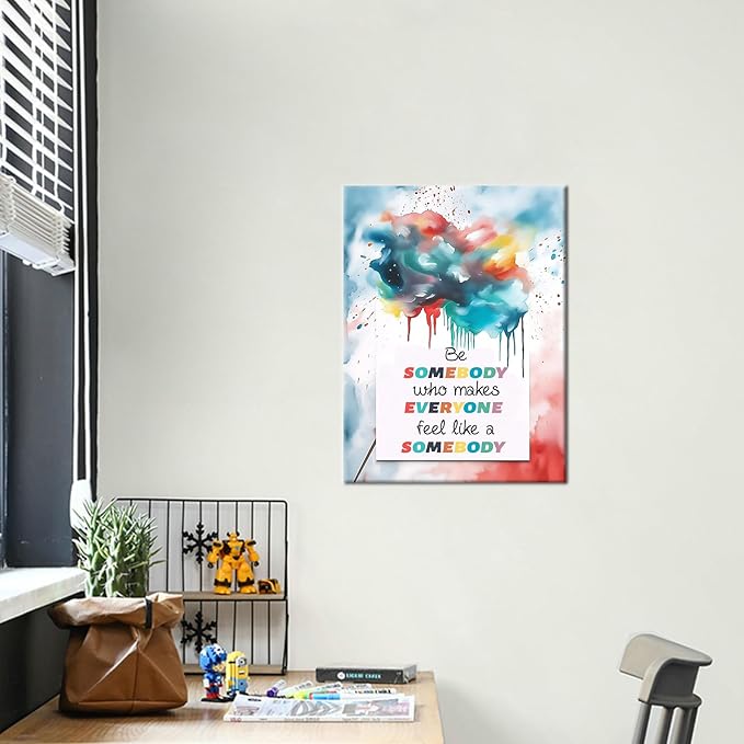 Inspirational Canvas Wall Art Motivational Positive Quote Wall Art School Wall Decor Poster Print Artwork for Home Living Room Office Workplace Framed Decor Stretched and Framed [18''Wx24''H]