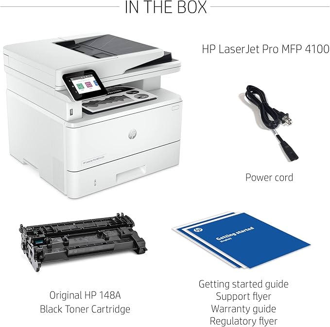 HP Laserjet Pro MFP 4101fdw Wireless Black & White All-in-One Laser Printer, Scanner, Copier, Fax, Best-for-Office (2Z619F)