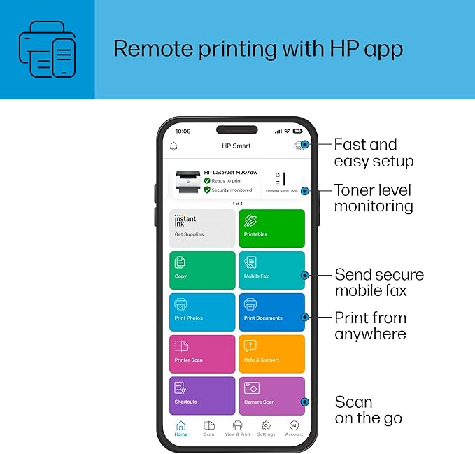 HP LaserJet M207dw Laser Wireless Printer, Black and White, Duplex, Best-for-Office