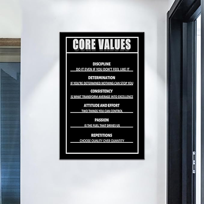 PSYYSP Motivational Core Values Entrepreneur Positive Quotes Canvas Picture Print Inspirational discipline poster Artwork for Home Living Room Office Gym Wall Decor Ready to Hang [24''Wx36''H]